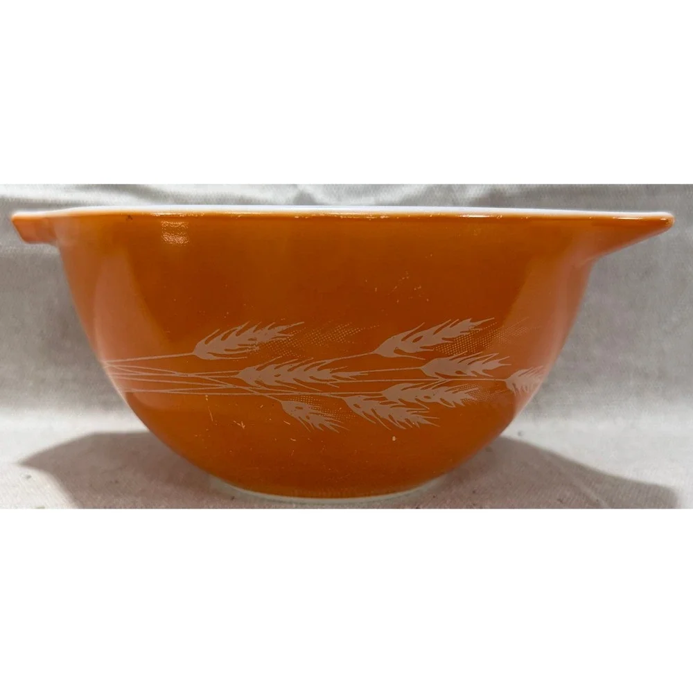 Vintage Pyrex Autumn Harvest Orange Wheat Cinderella Mixing Bowl 2.5 Qt 443